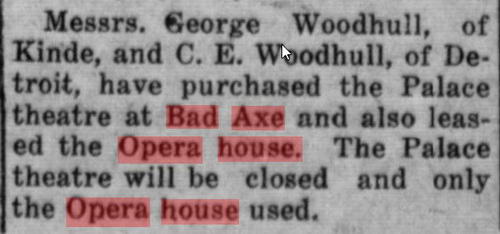 Bad Axe Opera House - OCTOBER 09 1919 ARTICLE